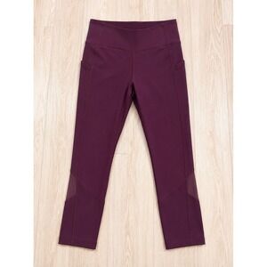Lululemon Speed Up Crop 21 Burgundy Plum Running Leggings Pockets Size 6